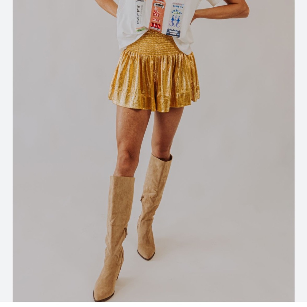 Queen of sparkles Gold Metallic Shorts